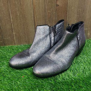 Sam Edelman PETTY Ankle Bootie Zip Metallic Silver Leather Boots - SIZE 7M
